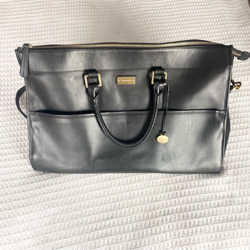 Brahmin black leather weekender bag